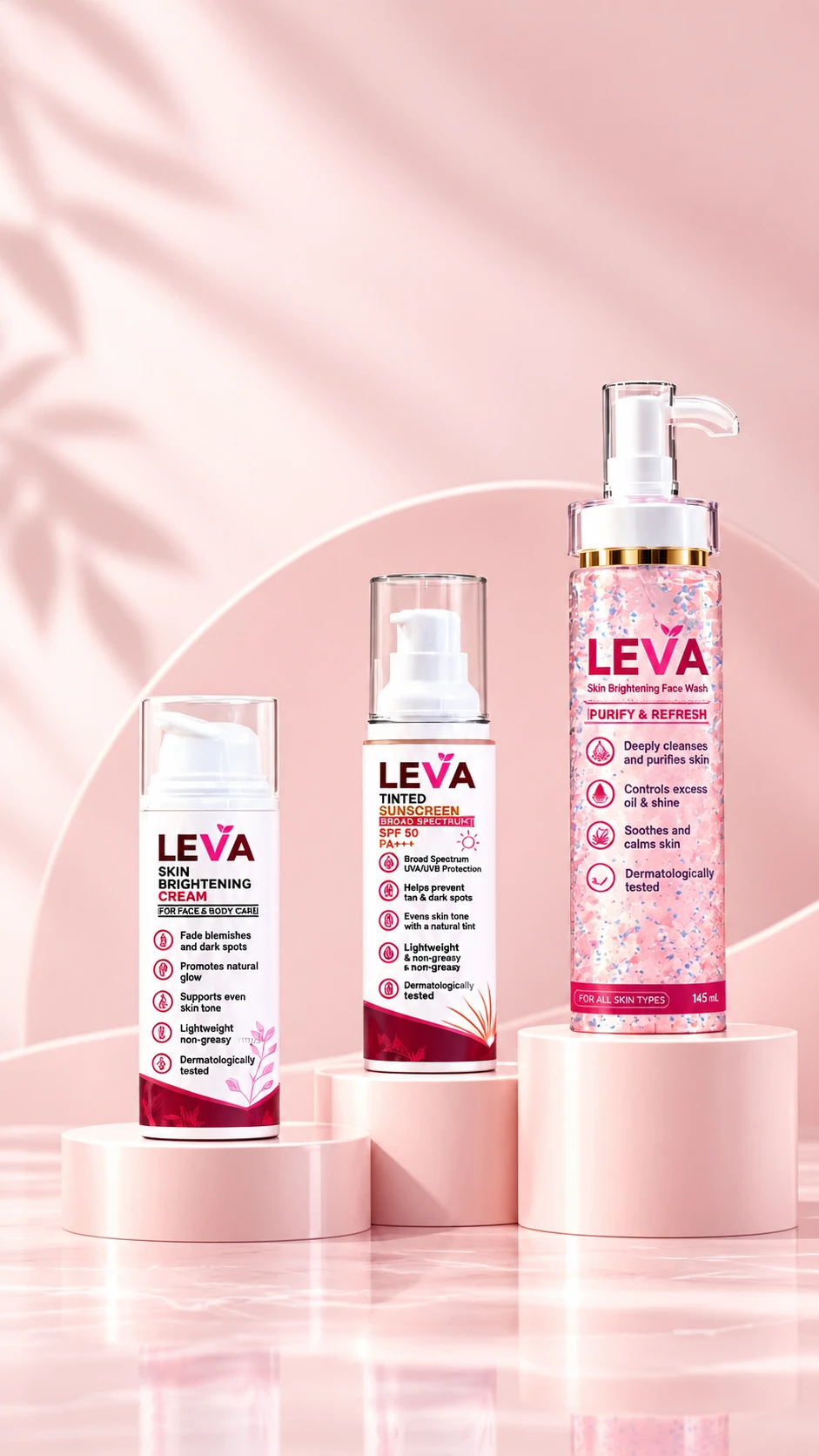 LEVA Pink Glow Skincare Collection mobile view